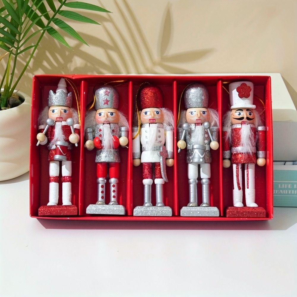 Nutcracker Figurine - Holiday Nutcracker Soldier Ornament Wooden Glitter