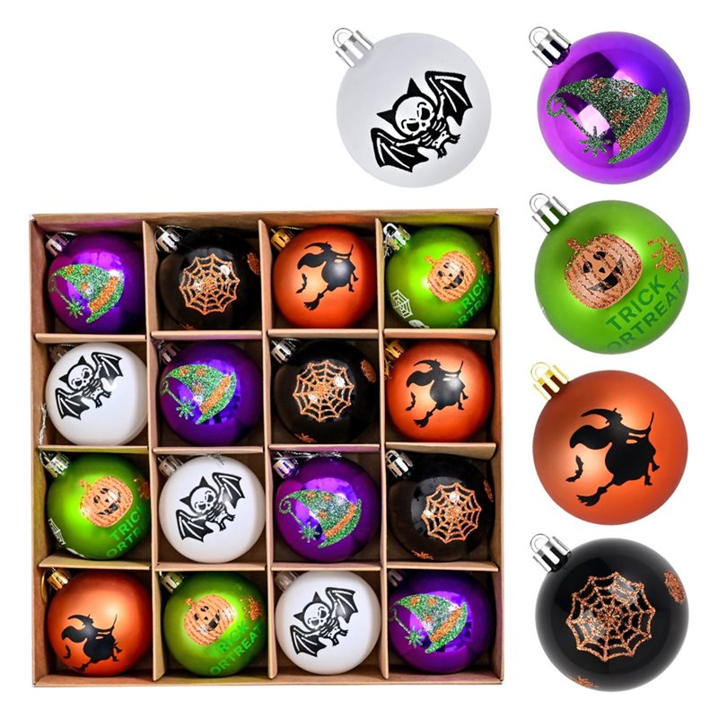 Ornament Ball Set - ABUI-6Cm Halloween Hanging Ball Ornaments Set,