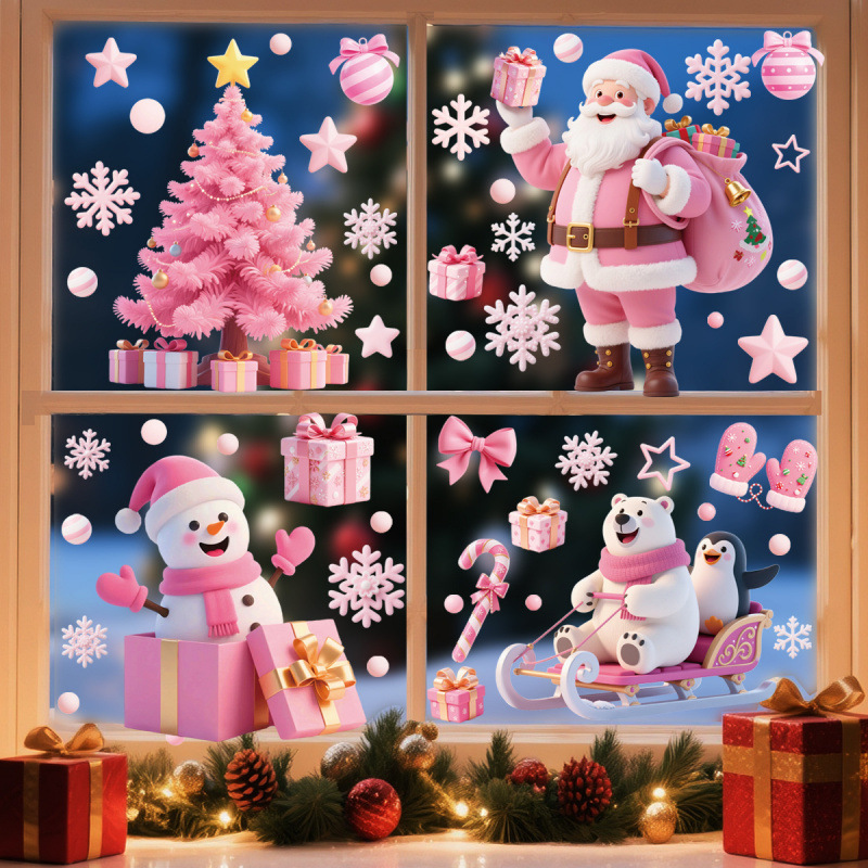 Santa Claus Stickers Blue Snow - Snowflake Window Decal ulasan dan harga