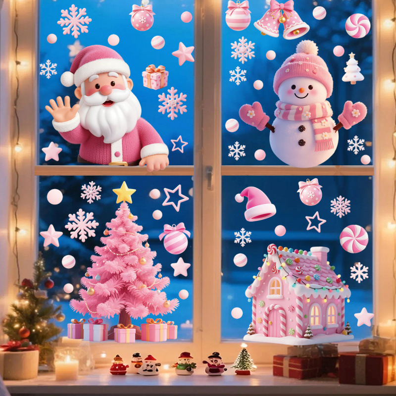 Santa Claus Stickers Blue Snow - Snowflake Window Decal ulasan dan harga