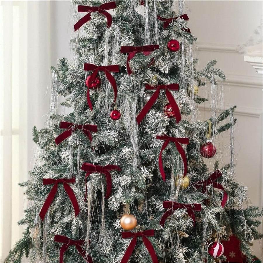 Burgundy Velvet Bows Soft Chri - Star Tree Topper ulasan dan harga