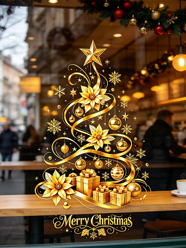 Christmas Tree Wall Stickers G - Snowflake Window Decal ulasan dan harga