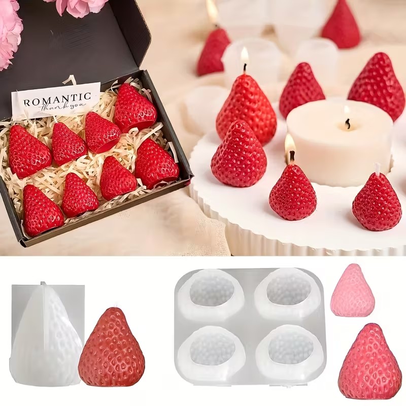 Strawberry Silicone Candle Mol - Holiday Candle Set ulasan dan harga