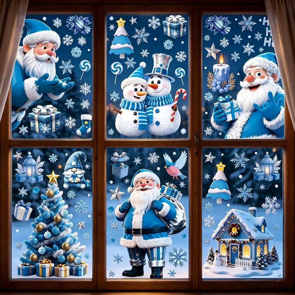 Christmas Window Stickers Wint - Snowflake Window Decal ulasan dan harga