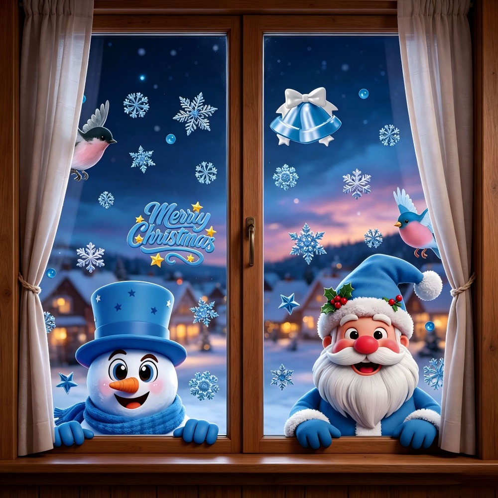 Christmas Window Stickers Wint - Snowflake Window Decal ulasan dan harga