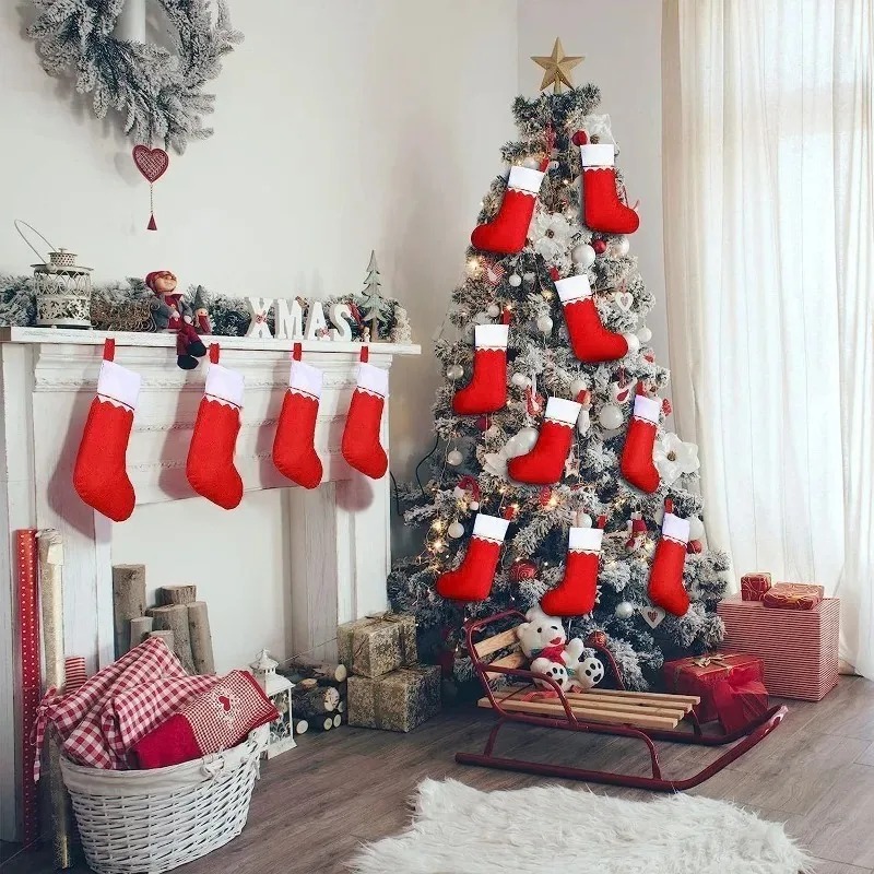 12-24PCS Christmas Stockings H - Christmas Stocking Hanging ulasan dan harga
