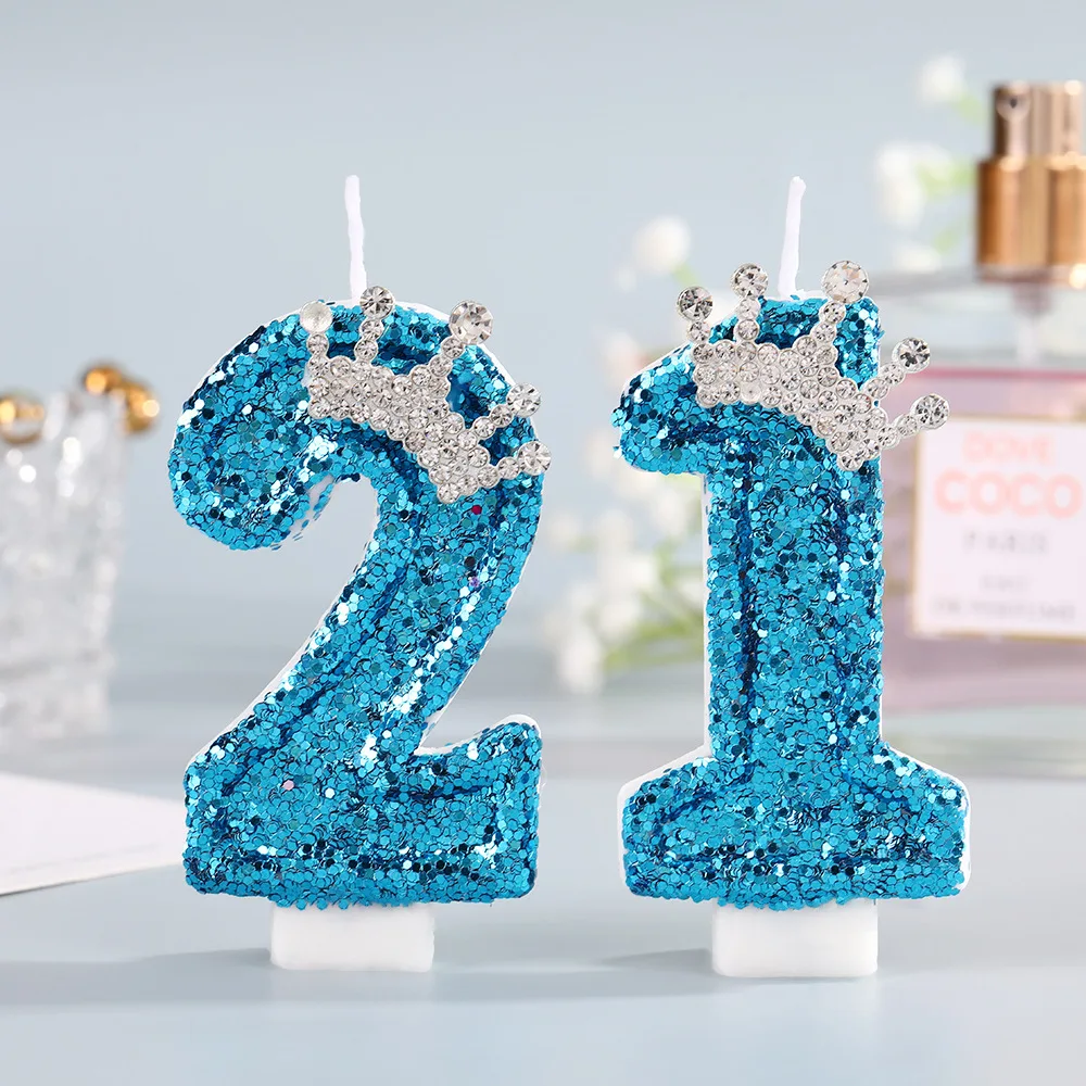 Blue Crown Number Birthday Can - Holiday Candle Set ulasan dan harga