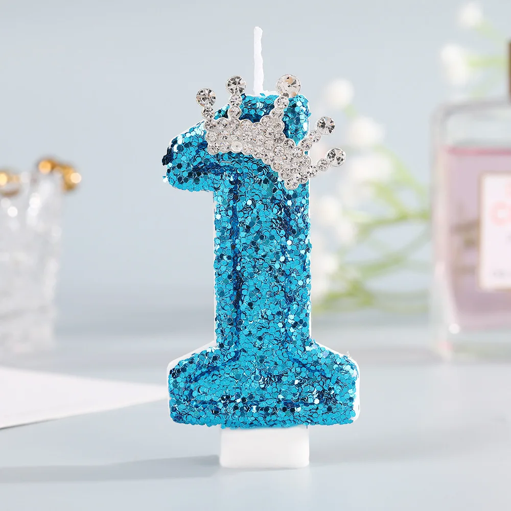 Blue Crown Number Birthday Can - Holiday Candle Set ulasan dan harga