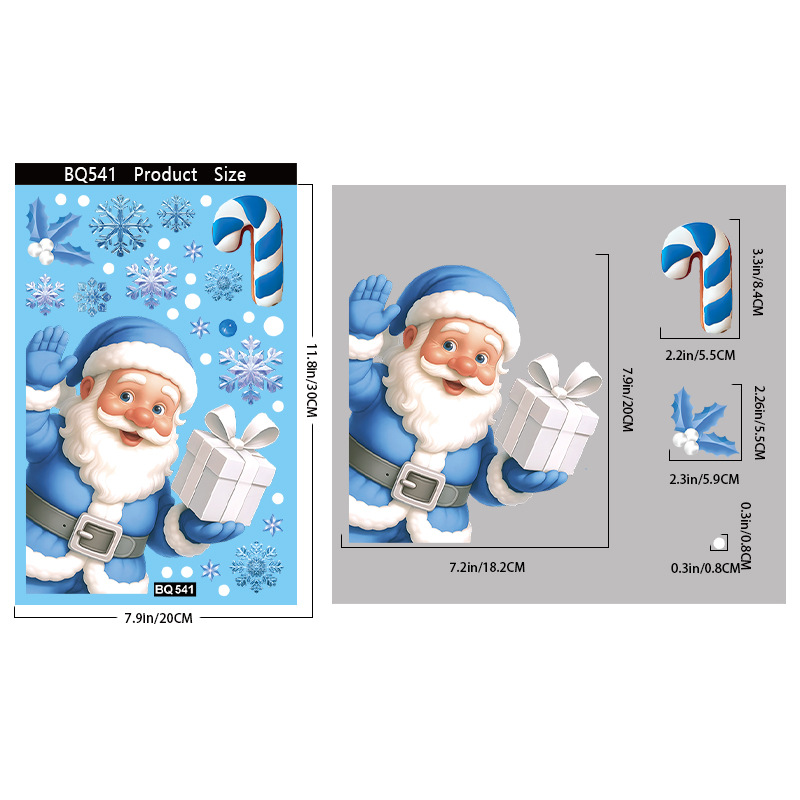Blue Christmas Window Clings-S - Snowflake Window Decal ulasan dan harga