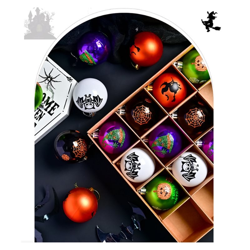 ABUI-6Cm Halloween Hanging Bal - Ornament Ball Set ulasan dan harga