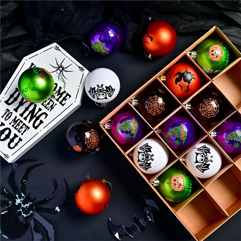 ABUI-6Cm Halloween Hanging Bal - Ornament Ball Set ulasan dan harga