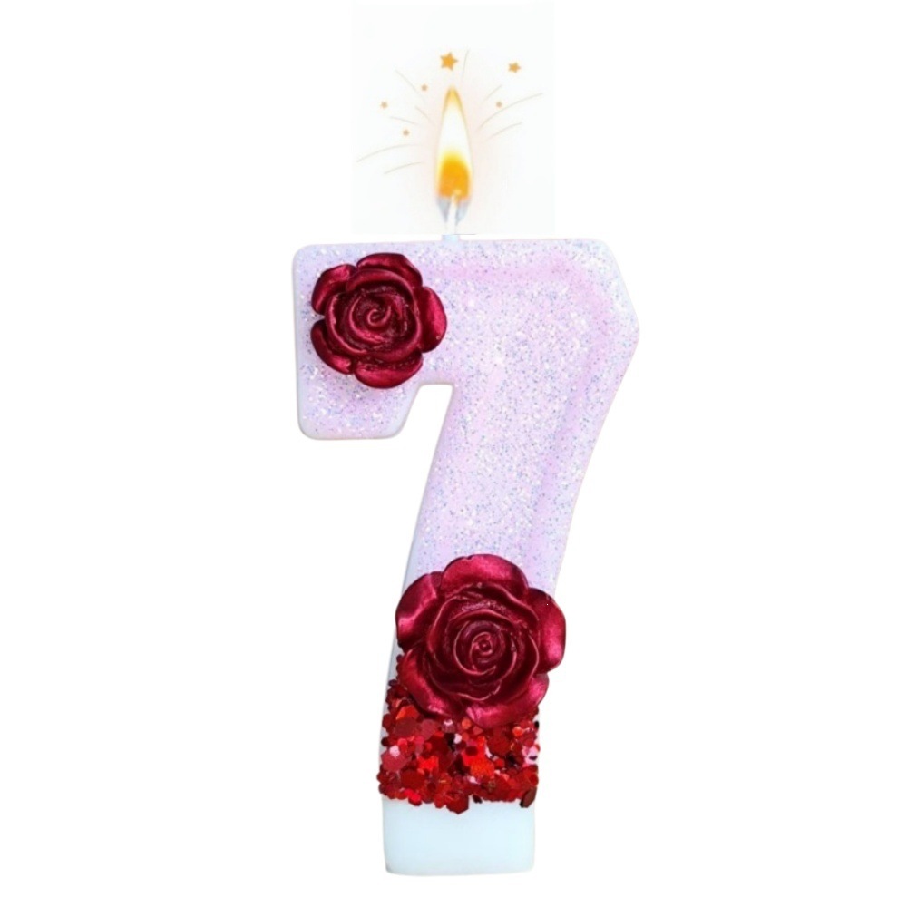 Number Pink Glitter Red Rose F - Holiday Candle Set ulasan dan harga