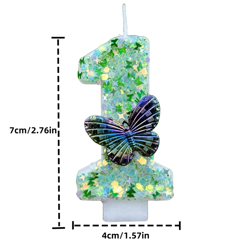 1Pc Green Sequins Number 0-9 B - Holiday Candle Set ulasan dan harga