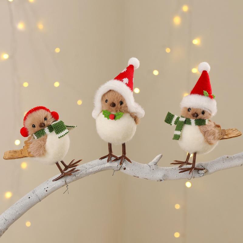 Christmas Plush Bird Ornaments - Santa Hat Plush ulasan dan harga