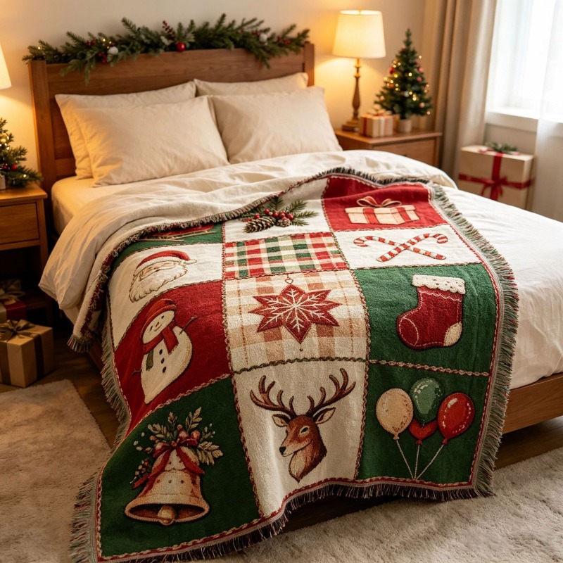 Christmas Jacquard Tassel Tape - Christmas Throw Blanket ulasan dan harga